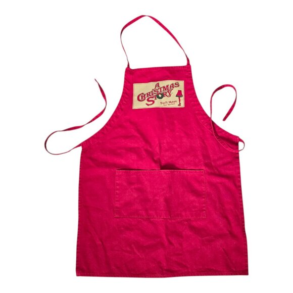 A Christmas Story Red Kitchen Apron w/ Pockets "You'll Shoot Your Eye Out!" - Picture 1 of 6
